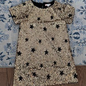 NEW, NWOT J. Crew Crewcuts Girls' Allover Sequin Dress with Stars; gold, 5T